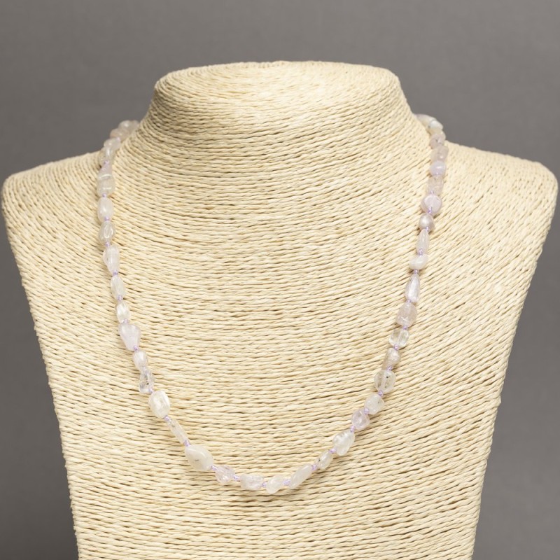 Beaded Necklace Pink Kunzite, tumbled beads, 6x7 mm diameter, length 45 cm+