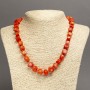Natural orange coral necklace, faceted beads, 12x10 mm diameter, 45 cm length