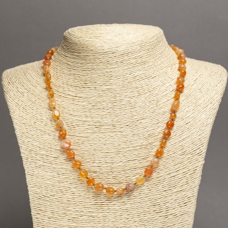 Natural Carnelian Necklace, Faceted, 9x7 mm, 45 cm length+