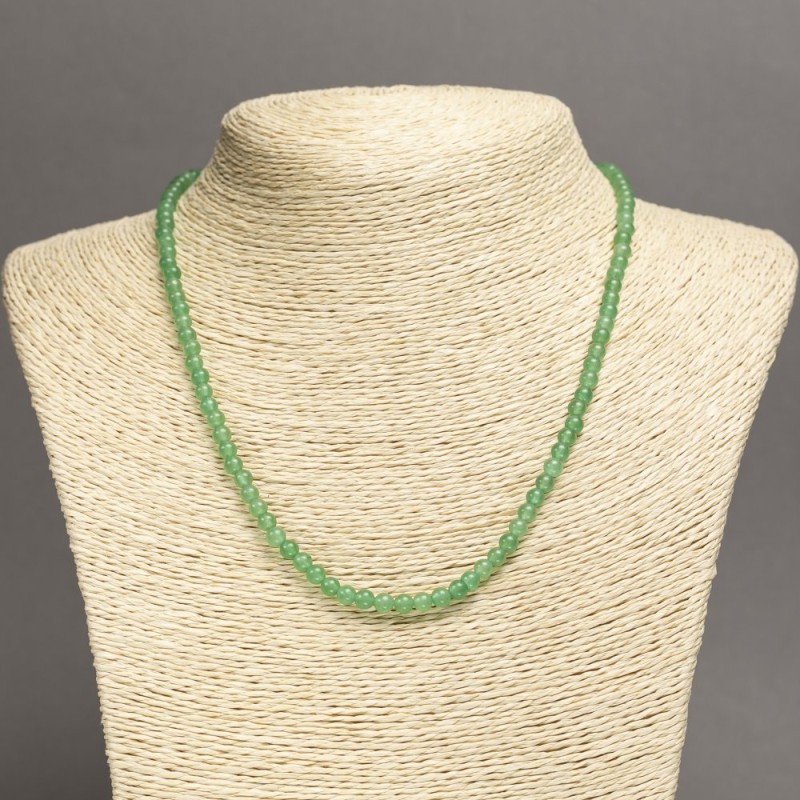Nephrite Necklace (pressed) Smooth Beads, 4–5 mm diameter, 45 cm length (without clasp)