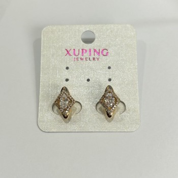 Earrings Xuping 18K Gold Plating with White Crystals, 15x10 mm diameter +