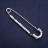 Silver Brooch Pin with White Crystals 70x15mm
