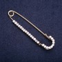 Brooch pin with white crystals, 70x16 mm, yellow metal