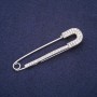 Brooch pin with white crystals 72x18 mm silver metal