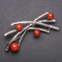 Large Accent Brooch with Carnelian Stone, Gray Metal 70×32 mm