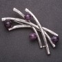 Brooch Sprigs with Amethyst 73x30mm Gray Metal