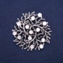 Brooch Pendant 'Branches' White Cat's Eye, silver-tone metal 60mm