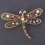 Brooch 'Bombay Dragonfly' insect series, multicolored crystals, metal color 'gold' 7x5 cm