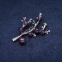 Brooch with natural amethyst stone, 58x45 mm, purple color, silver metal