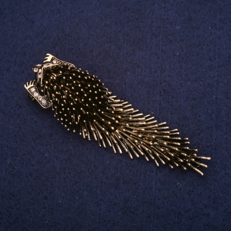 Hedgehog Porcupine Brooch 75x23mm Bronze Metal