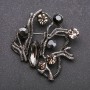 Large Accent Brooch with Gray Crystals, Gray Metal, 55x55 mm