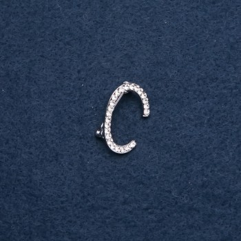 Initials Brooch, Letter 'S', 26x18 mm, metal color 'Silver'