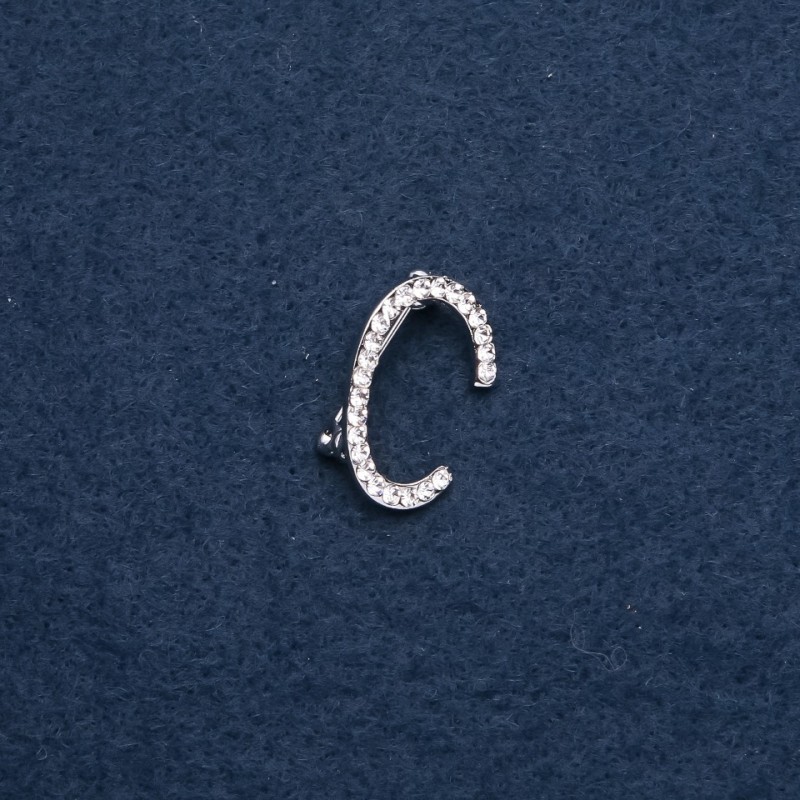 Initials Brooch, Letter 'S', 26x18 mm, metal color 'Silver'