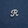 Brooch with initial letter 'R' 26×26 mm metal color 'silver'