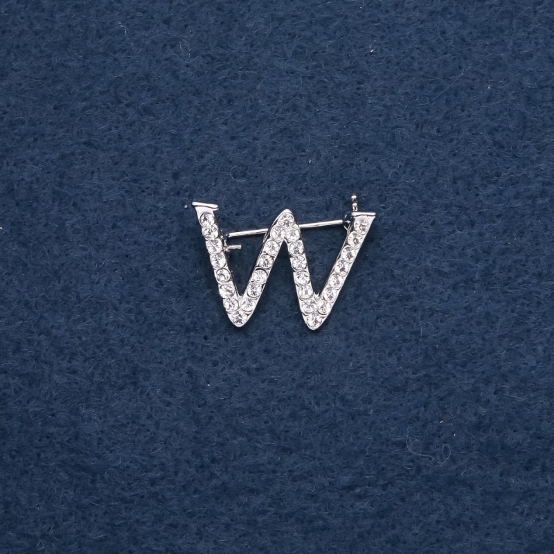 Brooch with initial 'W', 29×20 mm, silver-colored metal