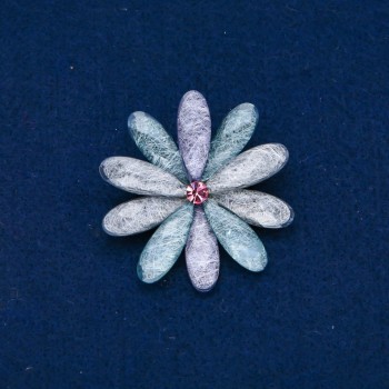 Flower Brooch Multicolored Gray Metal 48mm +