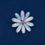 Flower Brooch Multicolored Gray Metal 48mm +