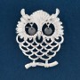 Lace Owl Brooch, Gray Metal, 40×32 mm