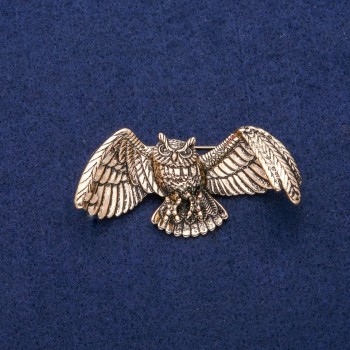 Owl Brooch 30x60 mm, gold-tone metal