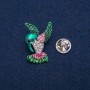 Hummingbird Brooch with colored enamel and crystals, silver-tone metal 23x31 mm