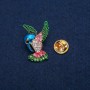 Brooch Hummingbird with Colorful Enamel and Crystals, Gold-Toned Metal 23×31 mm