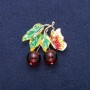 Brooch-Pendant Berry Cluster with Butterfly, Garnet Beads (Imitation) and Enamel, Gold-Tone Metal 39x40 mm