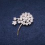Brooch Flower 52x40 mm Crystals, white color, silver-toned metal