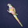 Parrot Brooch with Enamel and Crystals - White, Blue, Green, Pink - 90×25 mm - Silver-tone Metal