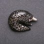 Brooch Hedgehog silver-toned metal and enamel 38x29mm +