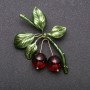 Brooch 'Cherries' in Yellow Metal