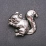 Squirrel Brooch with Gray Silvery Metal and Enamel, 37x48 mm