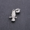 Toucan Bird Brooch with White Crystals 32x20 mm White Metal
