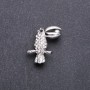 Toucan Bird Brooch with White Crystals 32x20 mm White Metal