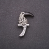 Toucan Bird Brooch with White Crystals, Black Beak, 38×23 mm, Gray Metal
