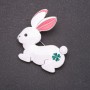 Bunny Brooch with White Enamel and Gray Metal