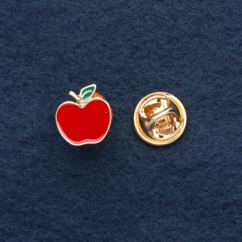 Brooch on twist clasp 'Apple' 1.5×1 cm yellow metal