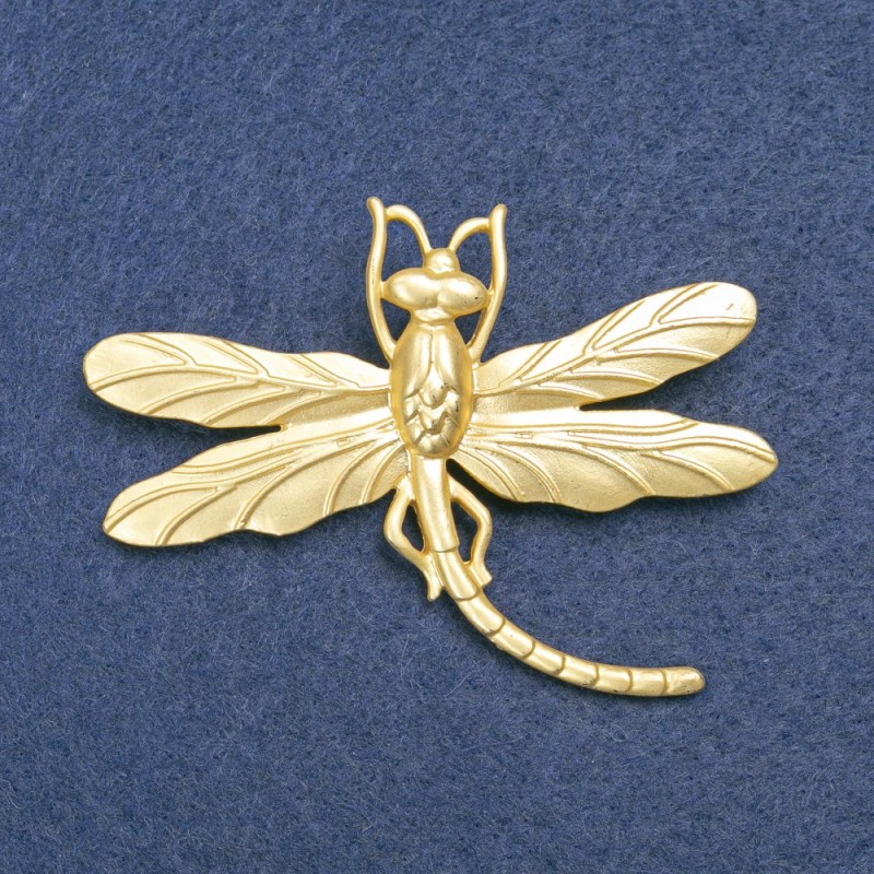 Brooch Dragonfly in Golden Metal 75×55 mm +