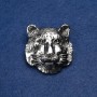 Tiger Brooch, silver-toned metal and black crystals 35 mm +