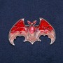 Bat-shaped enamel brooch 60x35 mm, silver-toned metal