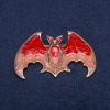 Enamel Flying Bat Brooch, 60x35 mm, Gold-Tone Metal