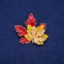 Brooch 'Leaves with Enamel' 44x46mm, gold-toned metal