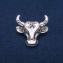 Bull Head Brooch in Silver Metal 34x35mm