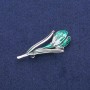 Brooch-pendant 'Flower' green enamel, silvery metal 25×50mm
