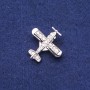 Plane with Crystals Brooch in Silver-tone Metal