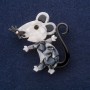 Brooch 'Mouse from Mother-of-Pearl' 52x48 mm Gray Metal