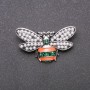 Bee Brooch with Green and Orange Enamel on Gray Metal 40x25mm