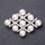 Pearl Rhombus Brooch, metal color "White Silver" 40x58mm