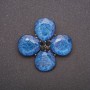 Brooch with Blue Aquarium Effect, Four-Leaf Clover, Gray Metal, 37×45 mm