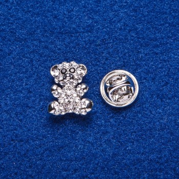 Screw-back brooch 'Mouse' silver metal 1.6 x 1.3 cm