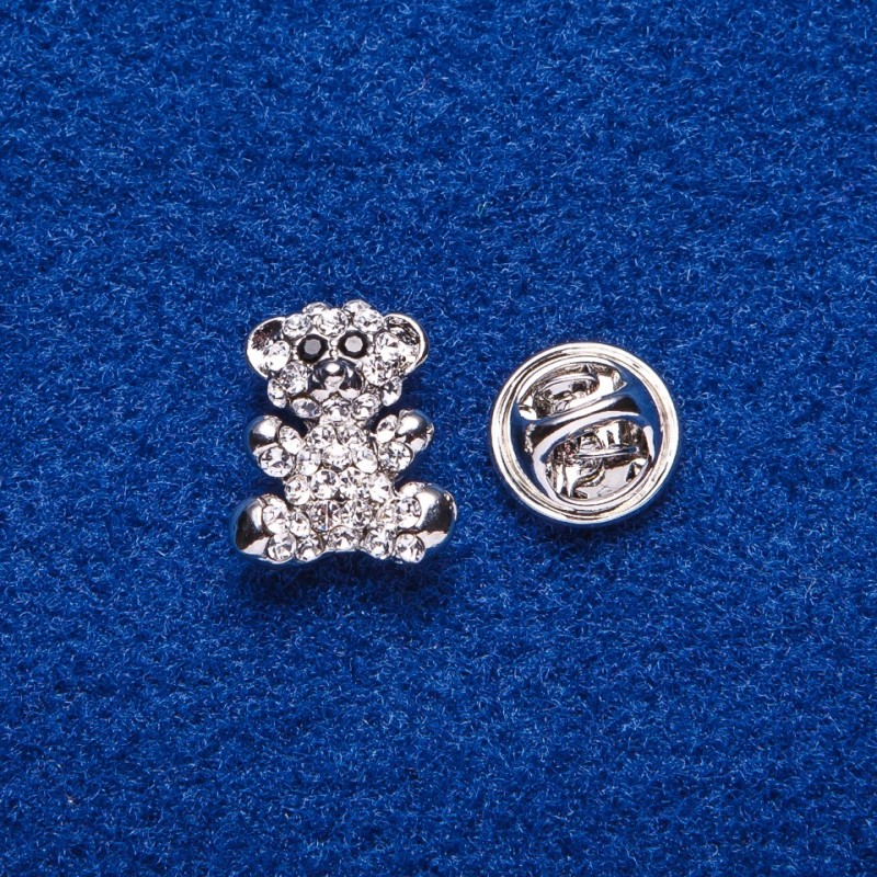 Screw-back brooch 'Mouse' silver metal 1.6 x 1.3 cm